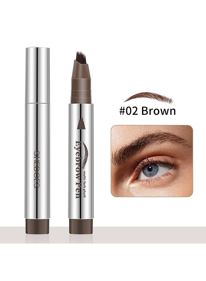 SHEDOES Multi-Fork Plush Eyebrow Pen,Liquid Eyebrow Pen, Waterproof Microblading Eyebrow Pencil with a Micro-Fork Tip Applicator, Creates Natural Looking Brows Effortlessly #02 BROWN - Image 2